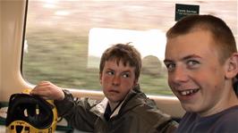 Joe and Ashley on our train as we approach Newton Abbot station